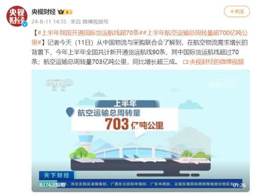 中国物流与采购联合会 上半年我国新开通国际货运航线超70条